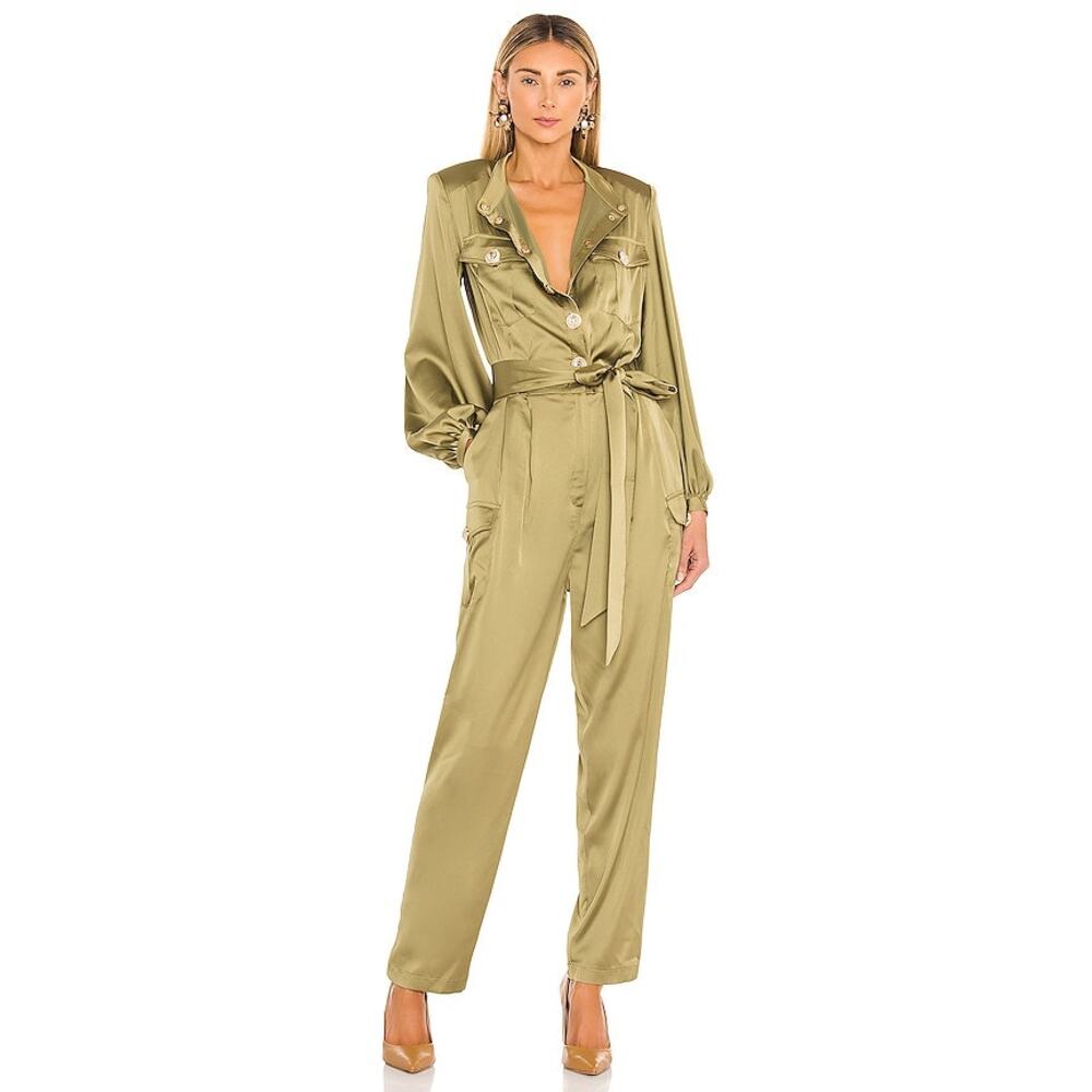 Bronx and Banco Gigi Coffee Jumpsuit Long Sleeve Party Evening Statement L - Picture 1 of 16